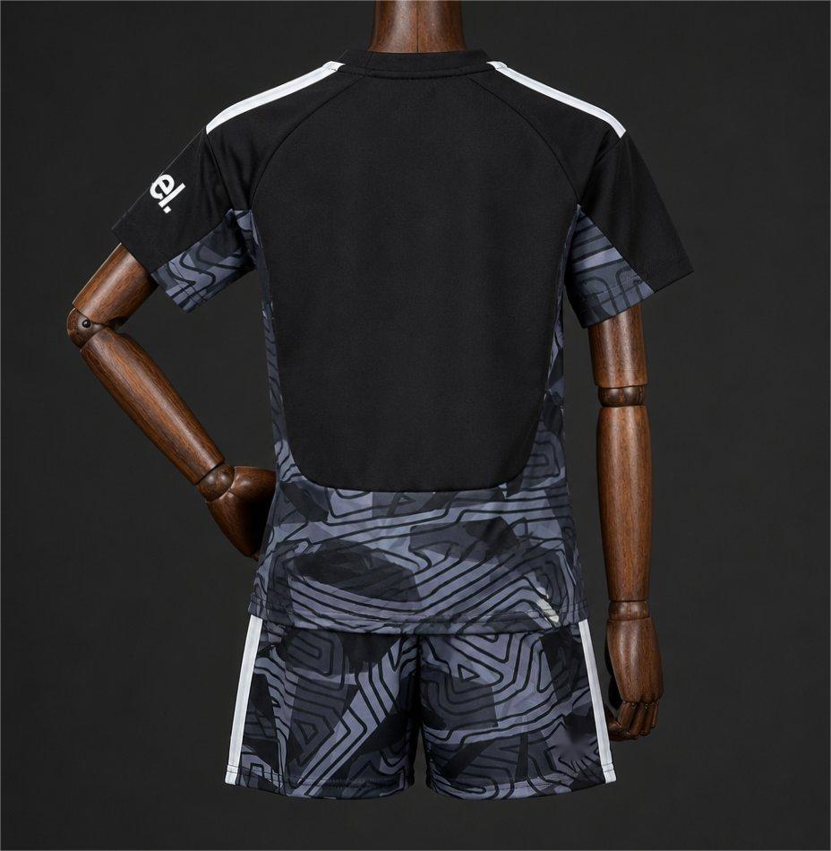 2026-27 Arsenal Black with Dark Grey Geometric Contour Pattern Goalkeeper Kids Size 16-28