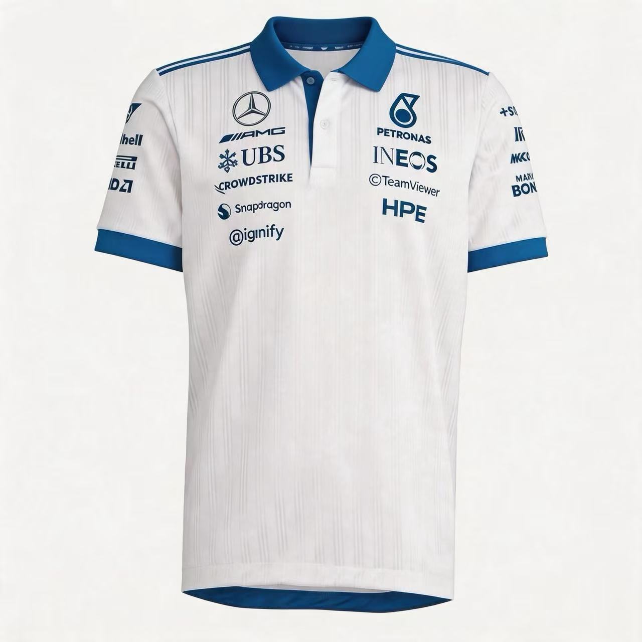 2026 F1 Mercedes Blue Polo White Racing Suit S-5XL