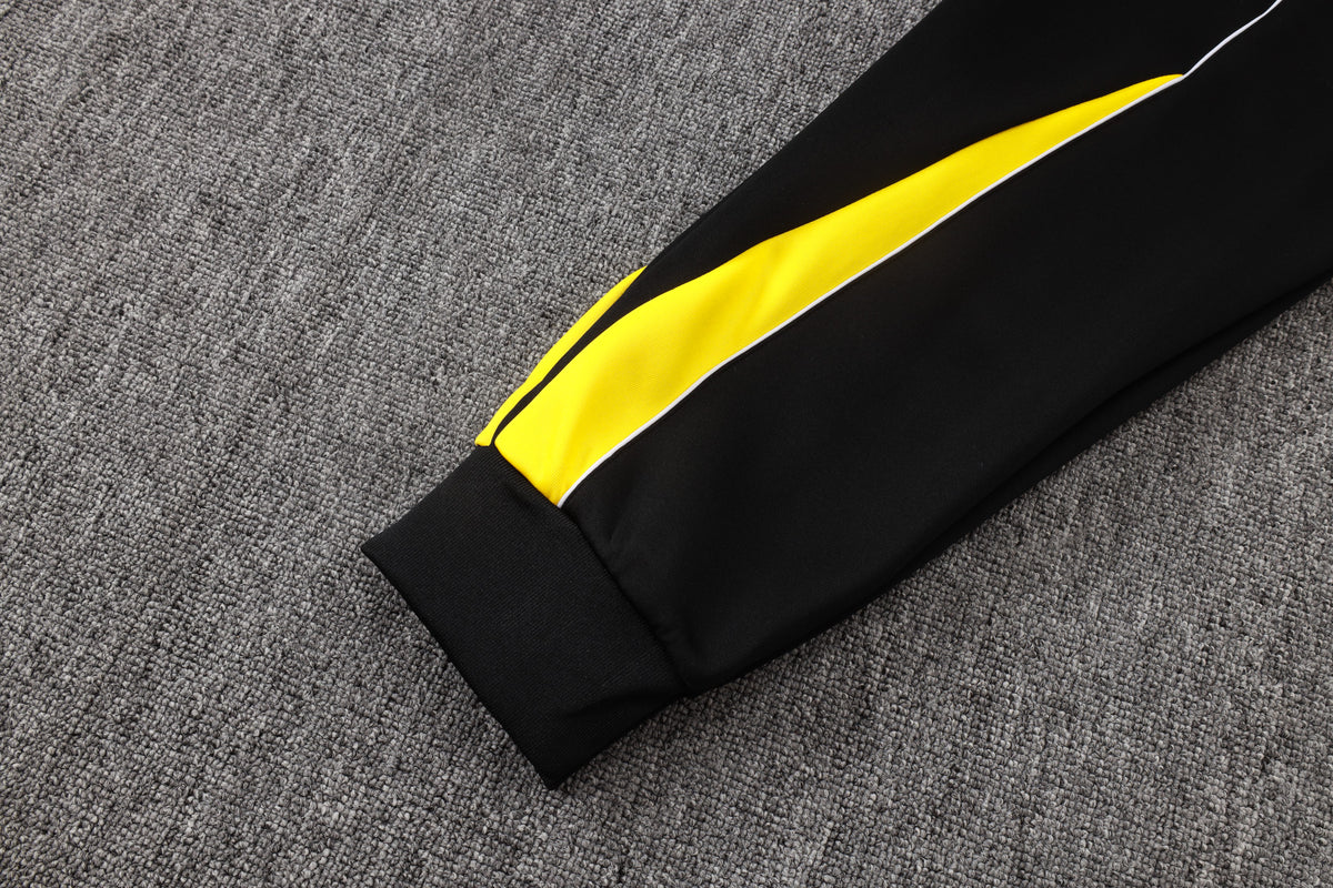 2026 Brazil Black Yellow Collar Full Zip Training Suit Adults Or Children