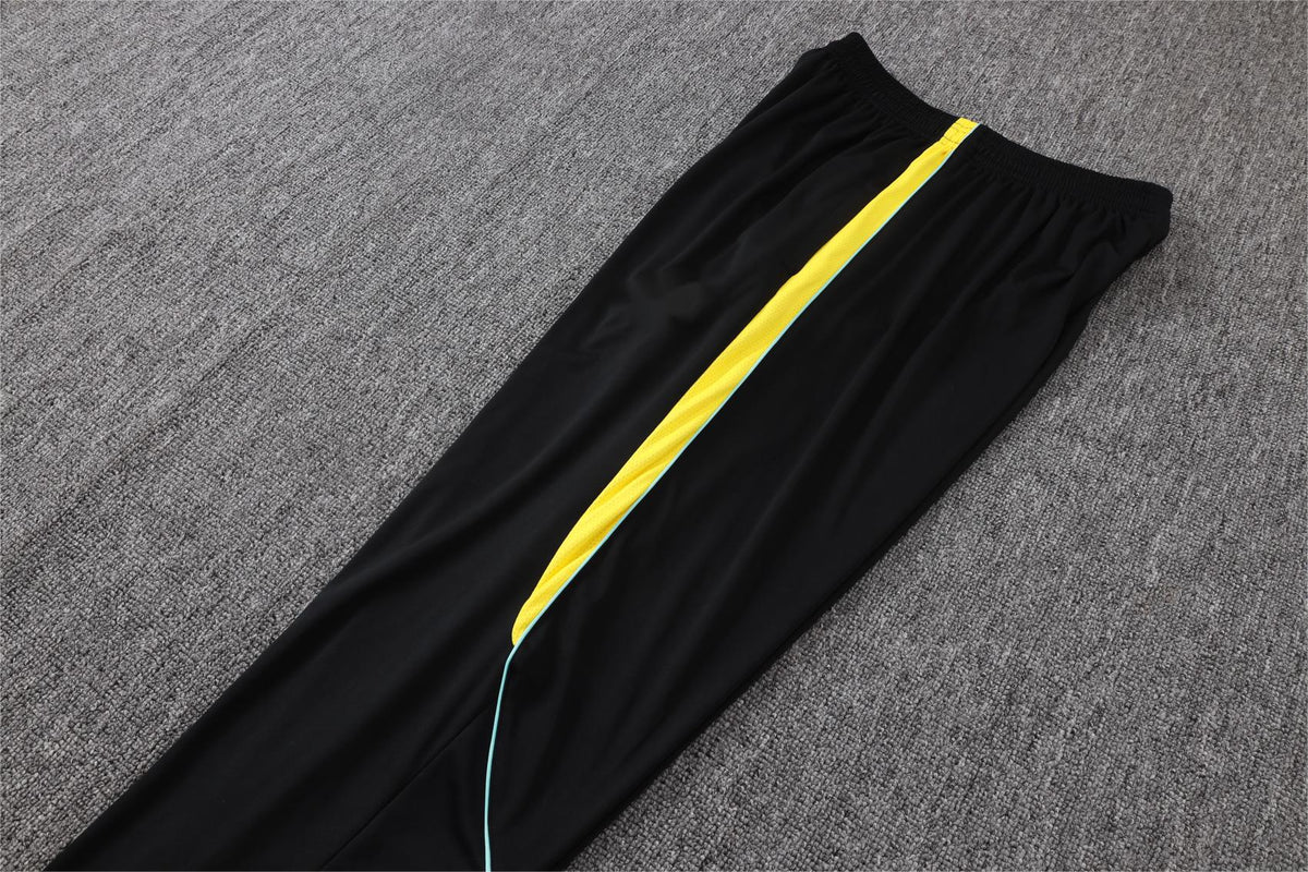2026 Brazil Black Yellow Half Zip Training Suit Adults Or Children
