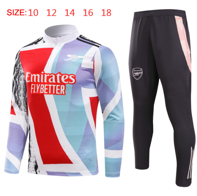 Traje de entrenamiento rojo y azul del Arsenal 2024-25 para niños, talla 10-18