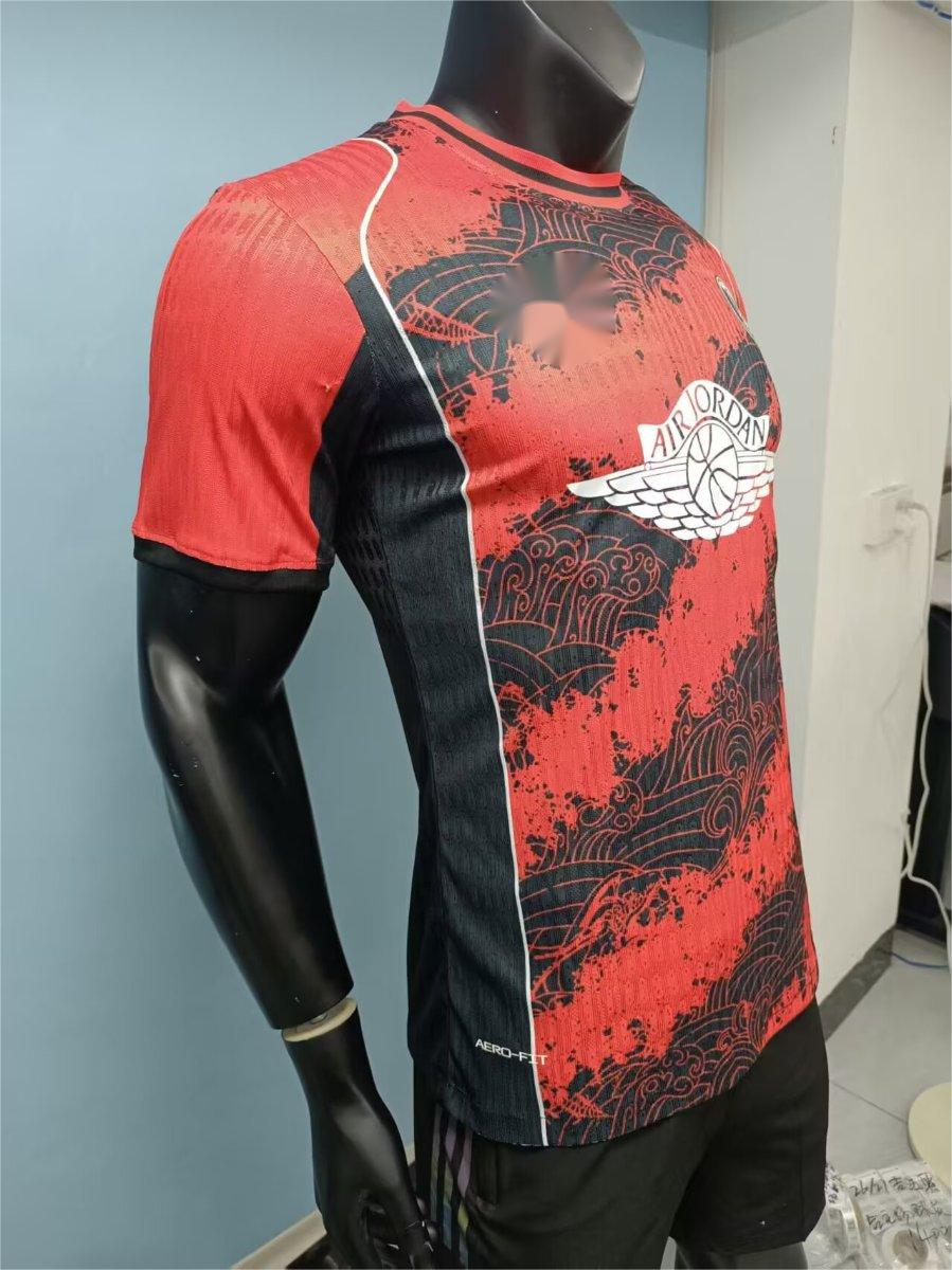 2026-27 Paris Air Jordan Red Black Wave Pattern Special Player S-2XL