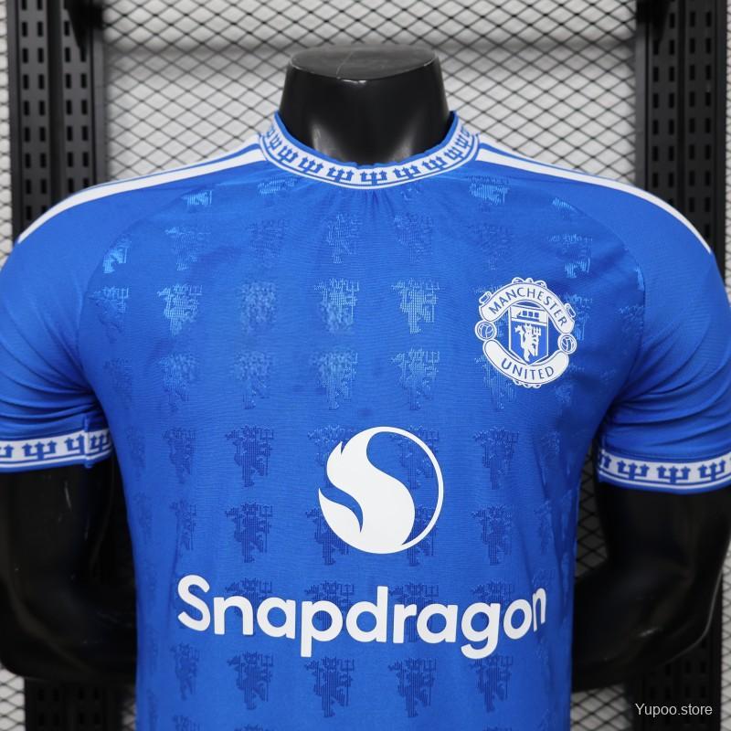 2026-27 Manchester United Blau mit durchgehendem Teufels-Jacquardmuster Spieler S-2XL