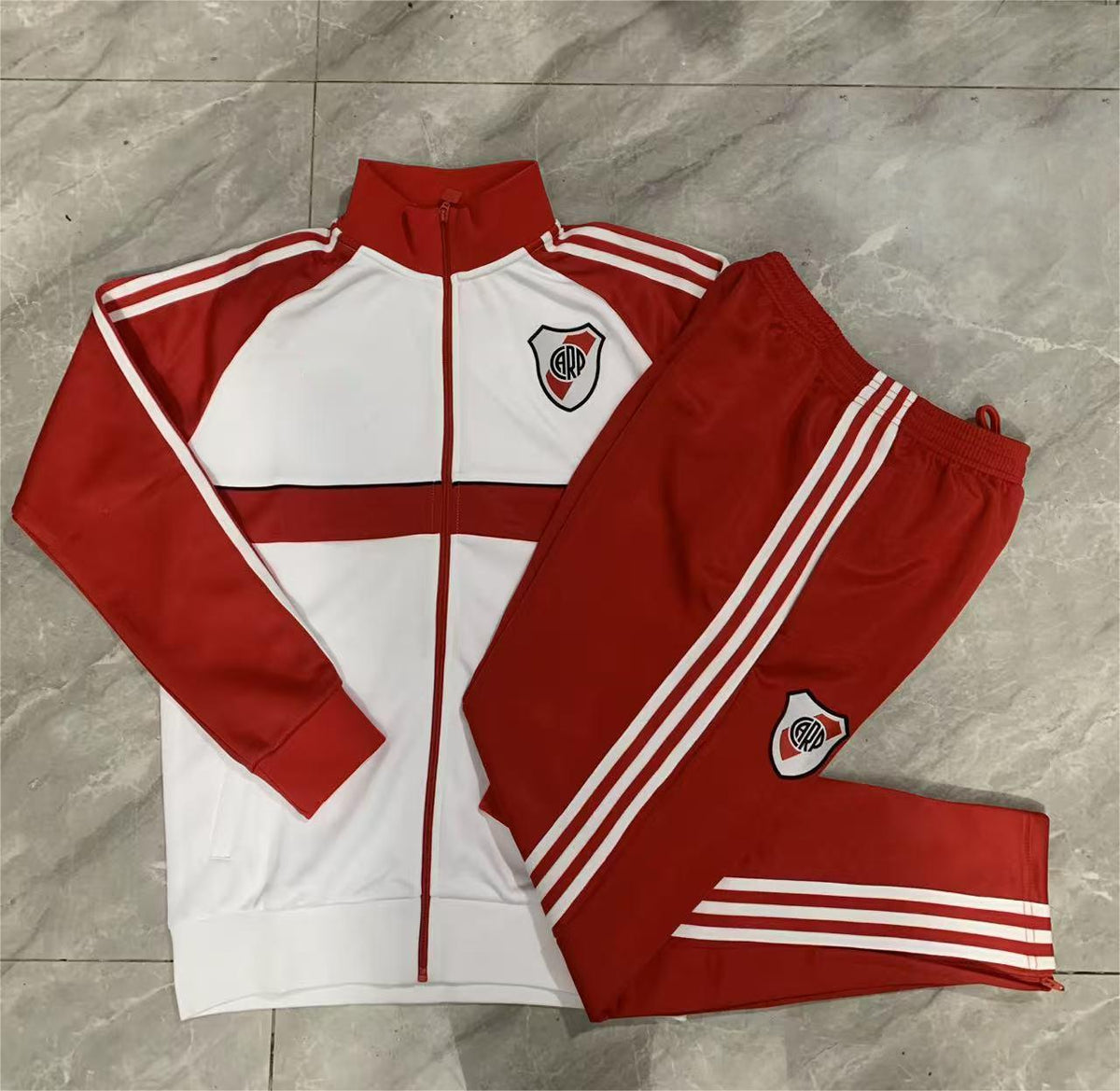 2026-27 River Plate White Red Sleeves Full Zip Training Suit Adults Or Children