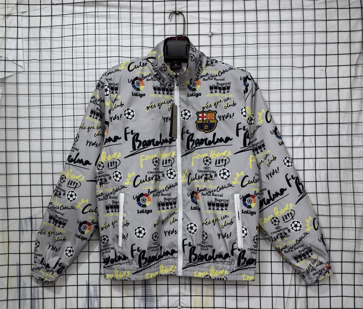2023-24 Barcelona Grey Flower Windbreaker S-2XL