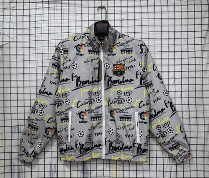 2023-24 Barcelona Grey Flower Windbreaker S-2XL