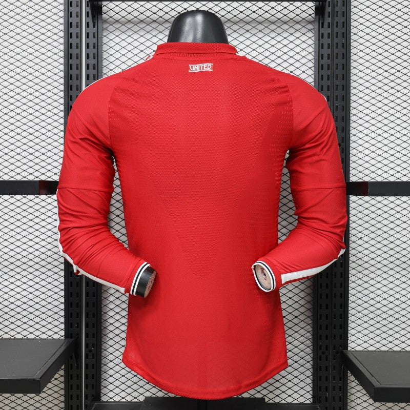 2026-27 Manchester United Red Polo Collar Long Sleeve Player S-3XL