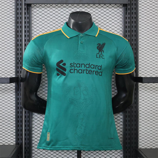 2026-27 Liverpool Green With Gold Trim Casual Retro Player S-3XL