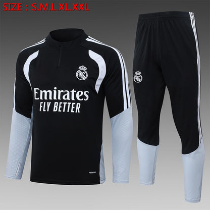 2026-27 Real Madrid Black Half-Zip Training Suit S-2XL