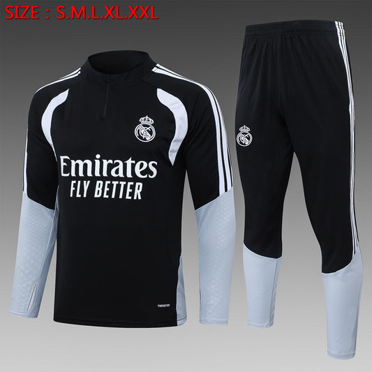 2026-27 Chándal de entrenamiento Real Madrid negro de media cremallera S-2XL