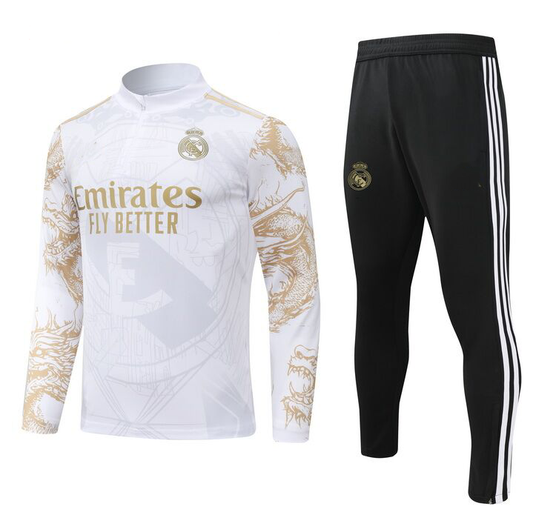 2024-25 Real Madrid White Print Special Edition Training Suit Kids Size 10-18