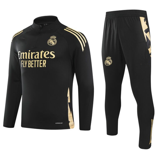 2024-25 Real Madrid Black Training Suit Kids Size 10-18