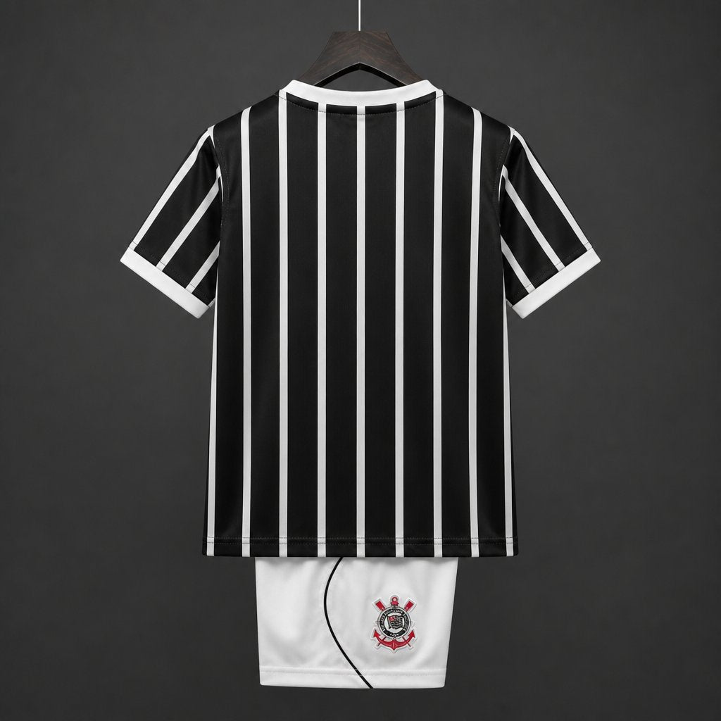 2026-27 Corinthians Away Black White Stripes Kids Size 16-28