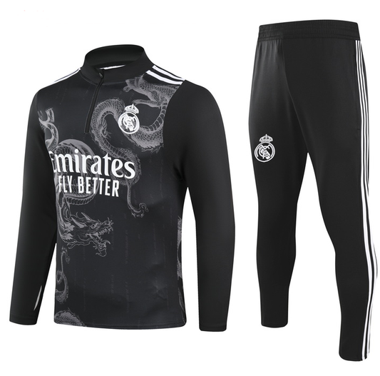 2024-25 Real Madrid Black Special Edition Training Suit Kids Size 10-18