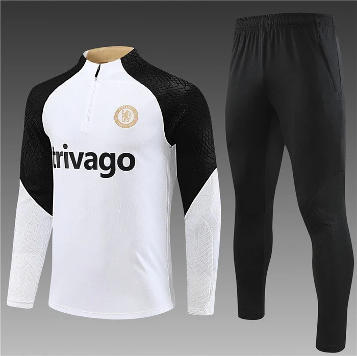 CHELSEA WHITE-BLACK Training Suit Kit 2023 2024