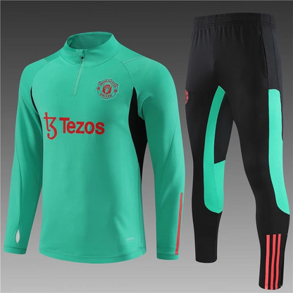 MANCHESTER UNITED TURQUOISE-RED Training Suit Kit 2023 2024