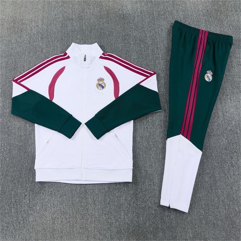 2026-27 Real Madrid White Dark Green Full Zipper Jacket Tracksuit S-2XL