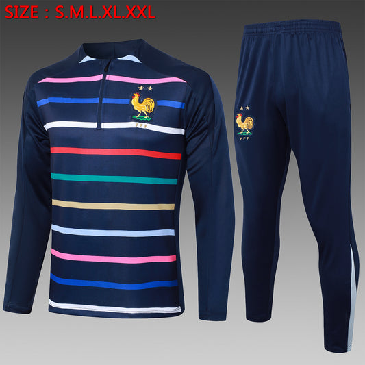 2024-25 French royal blue striped training suit S-2XL