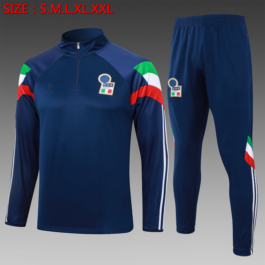 2024-25 Italy Royal Blue (sleeves red, white and green) Training Suit S-2XL