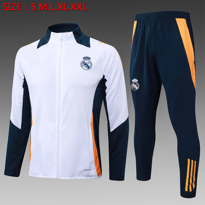 2024-25 Real Madrid White Training Suit Kit Long zipper S-2XL