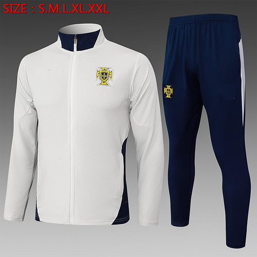 2025-26 Portugal White Adult long pull training suit S-2XL