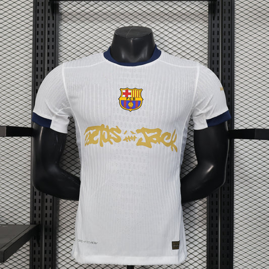 Camiseta blanca de jugador Travis Scott del Barcelona 2025-26 (talla S-4XL)