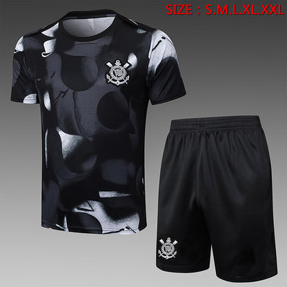 2025-26 Corinthians Pre Jogo Short-sleeved shorts training suit S-2XL