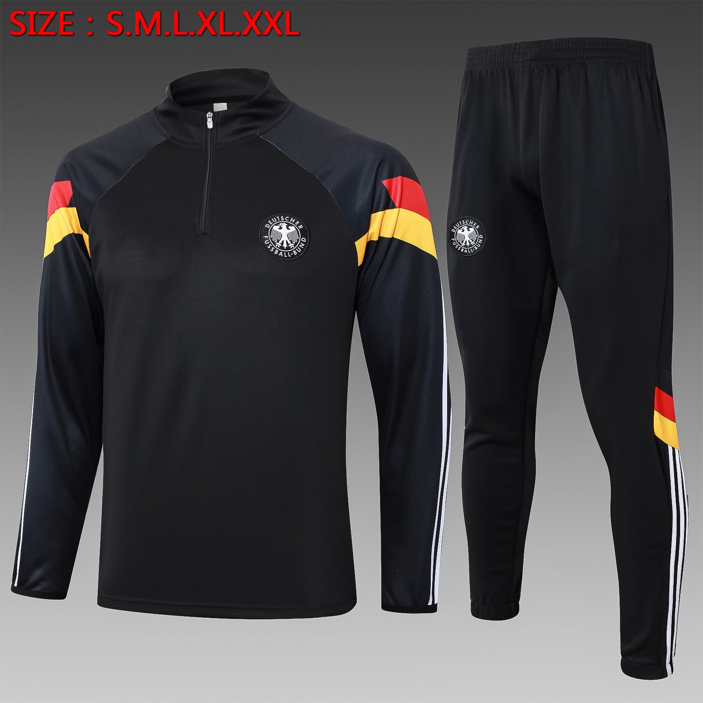 2024-25 German Black (sleeves red, yellow) training suit S-2XL