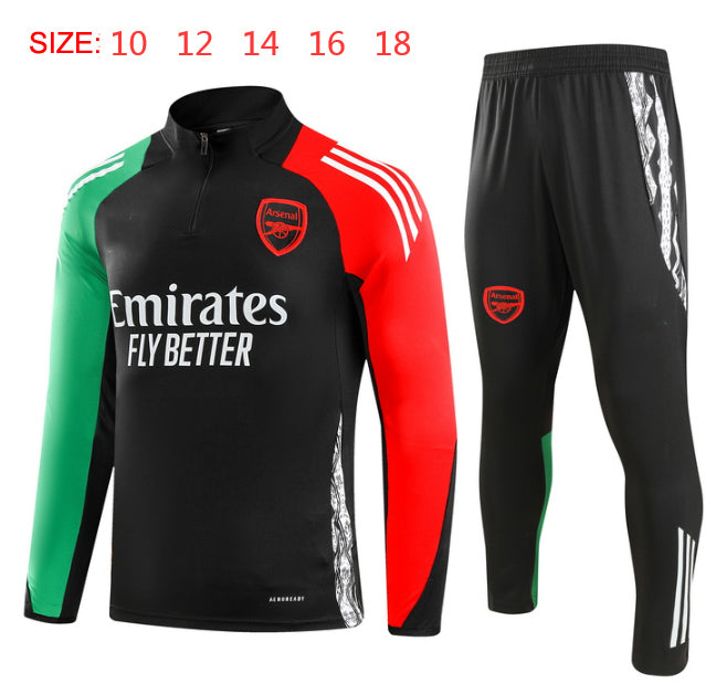 2024-25 Arsenal Black Training Suit Kids Size 10-18