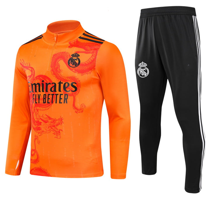 2024-25 Real Madrid Orange Special Edition Training Suit Kids Size 10-18