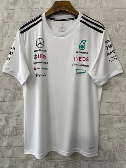 2025 F1 Formula One Racing Suit Mercedes White Round Neck S-5XL