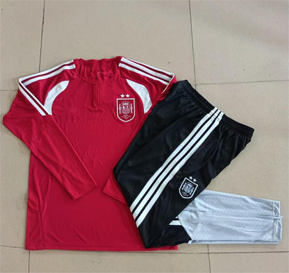 2026 Spain Red 2-star Half Zip Training Suit Adults Or Children