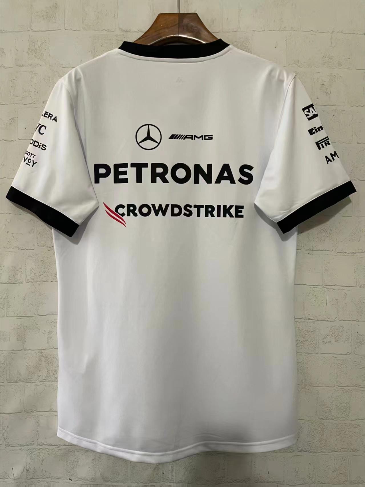 2026 F1 Mercedes Black Round Neck White Racing Suit S-5XL
