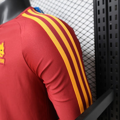2026-27 AS Roma Home Deep Red Vintage Remake  Long Sleeve Player S-2XL