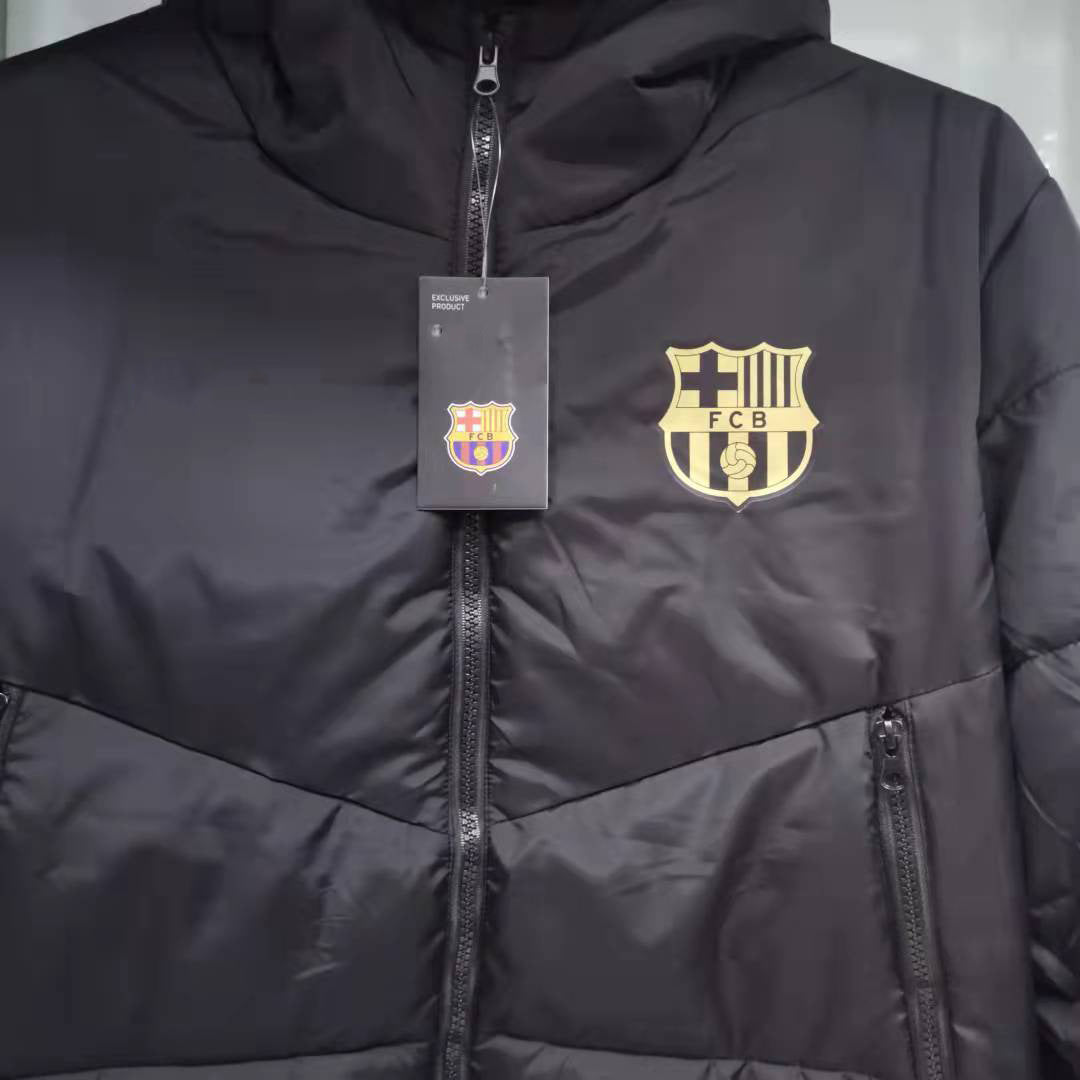 2021 Barcelona gold label black cotton-padded jacket S-2XL