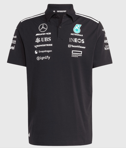 2025 F1 Formula One Racing Suit Mercedes Black Polo Shirt S-5XL