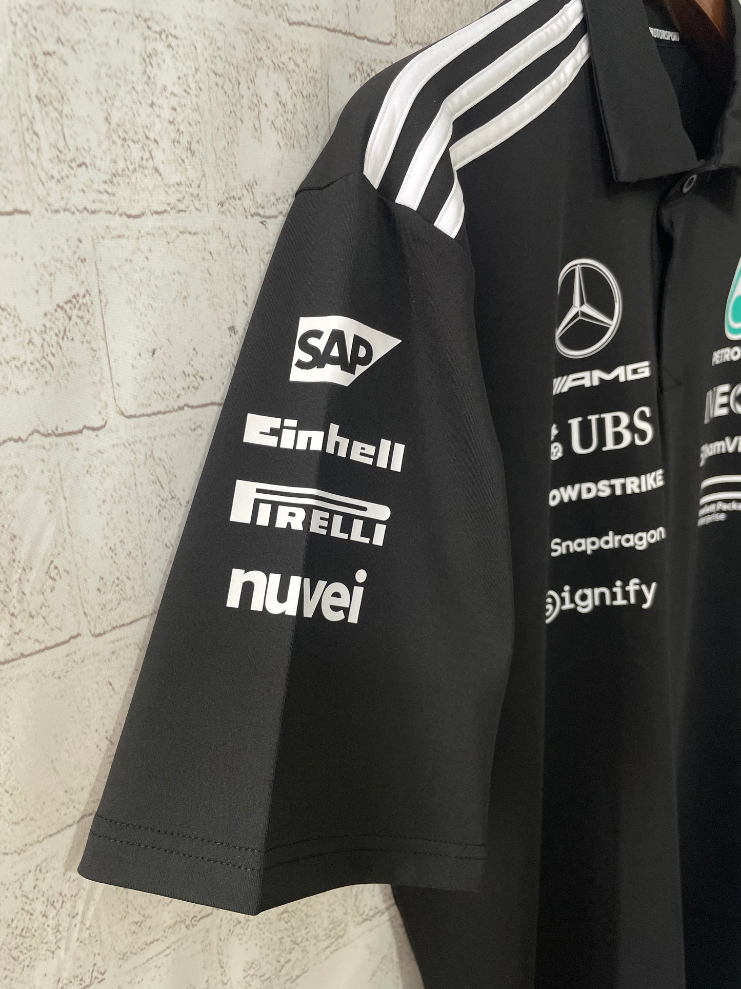 2025 F1 Formula One Racing Suit Mercedes Black Polo Shirt S-5XL