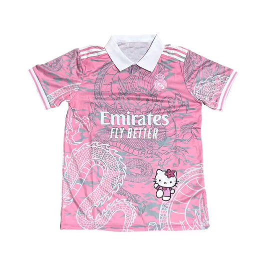 2025-26 Real Madrid Hello Kitty Polo Pink Dragon S-2XL