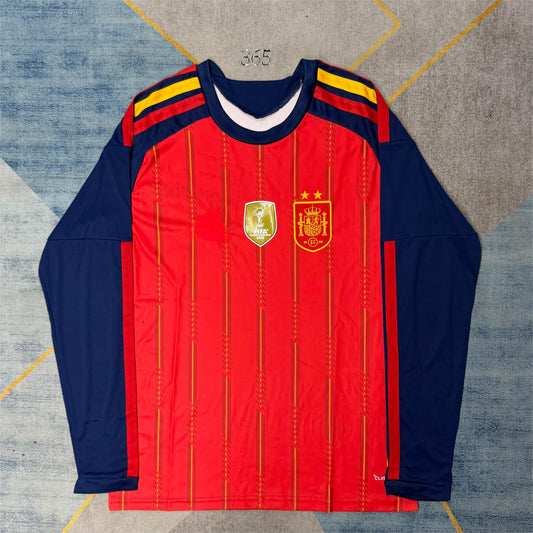 2026-27 Spain Home 2-Star Chest Badge Long Sleeve S-4XL
