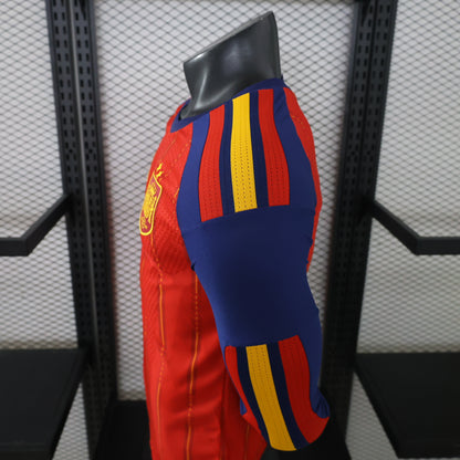 2026 Spain Home Two Stars chest badge Long Sleeve Player S-3XL