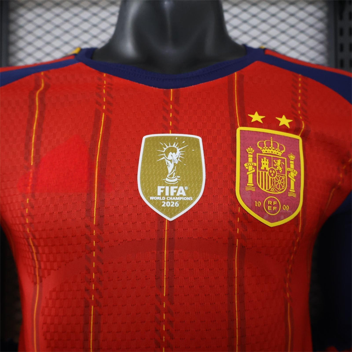 2026 Spain Home Two Stars chest badge Long Sleeve Player S-3XL
