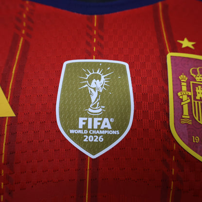 2026 Spain Home Two Stars chest badge Long Sleeve Player S-3XL