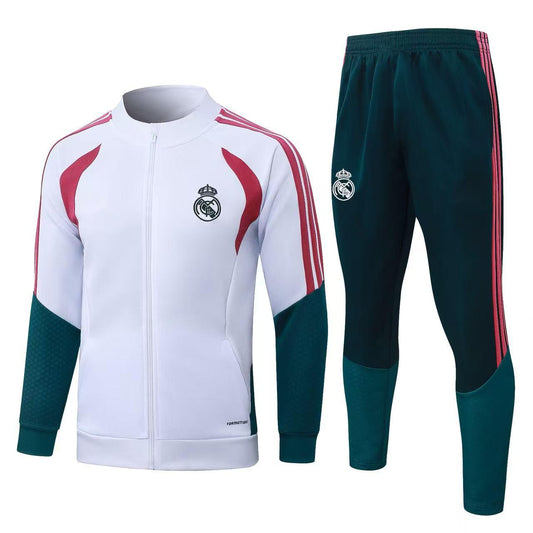 2026-27 Real Madrid White Dark Green Full Zipper Jacket Tracksuit S-2XL