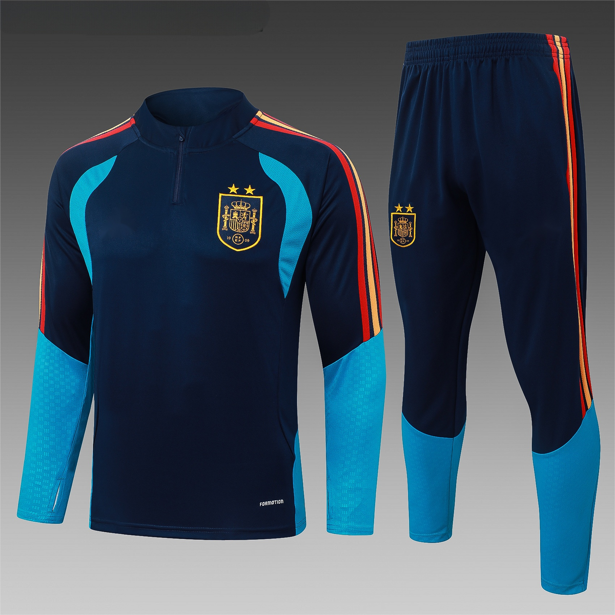 2026 Spain Black 2-star Half Zip Training Suit Adults Or Children