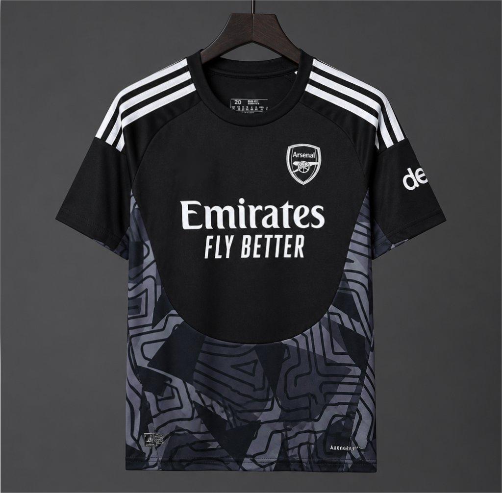 2026-27 Arsenal Black with Dark Grey Geometric Contour Pattern Goalkeeper S-2XL