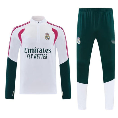 2026-27 Real Madrid White Dark Green Half Zipper Jacket Tracksuit S-2XL