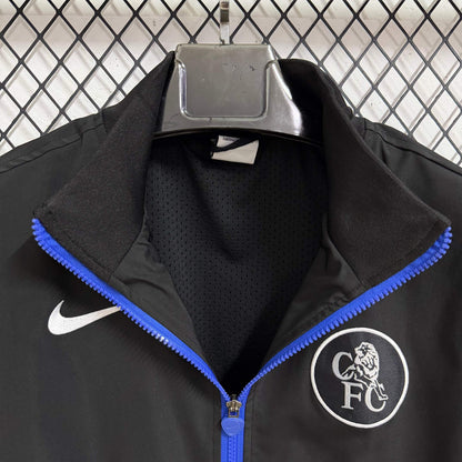 2025-26 Chelsea Black and Blue Waterproof Windbreaker S-2XL