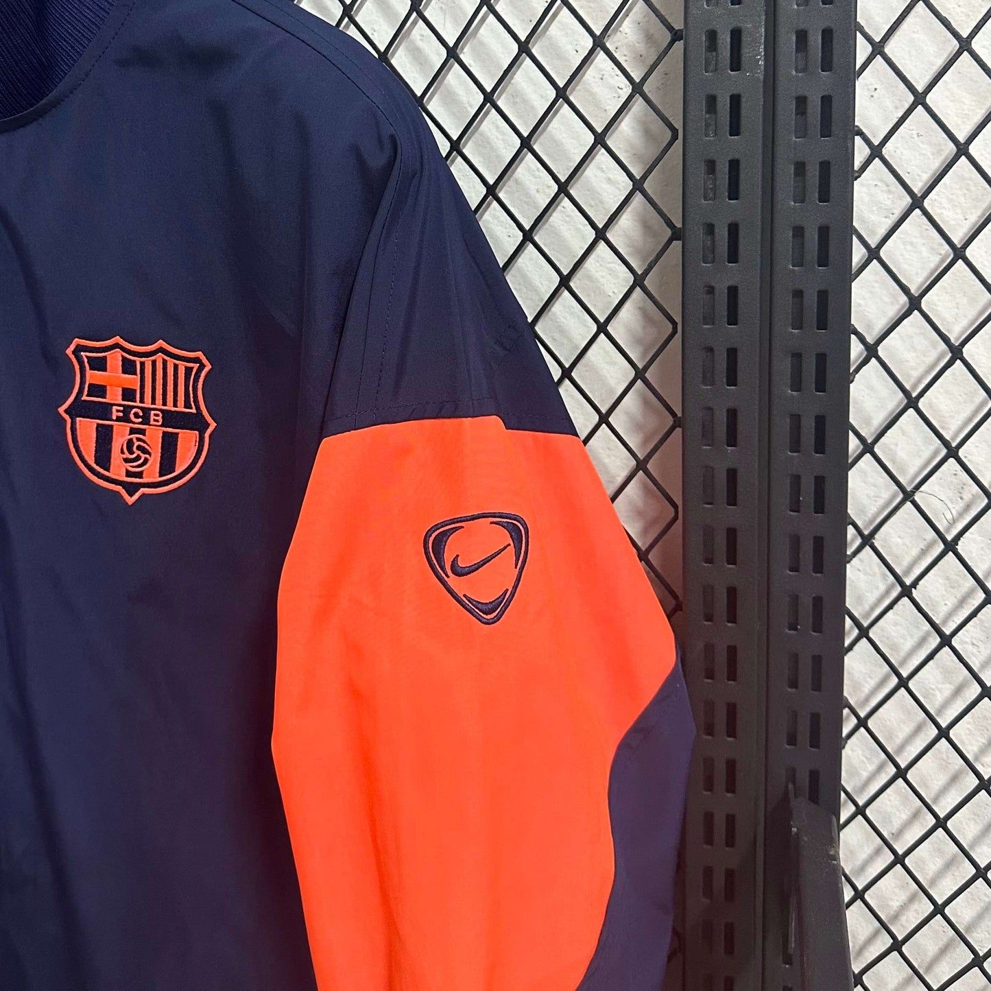 2025-26 Barcelona Navy Blue and Orange Waterproof Windbreaker S-2XL