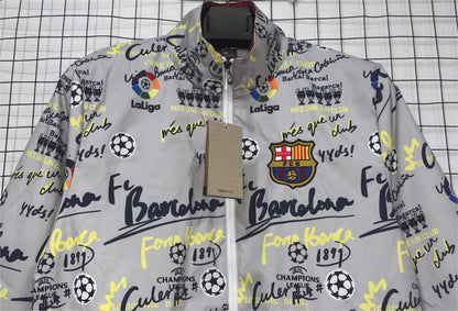 2023-24 Barcelona Grey Flower Windbreaker S-2XL