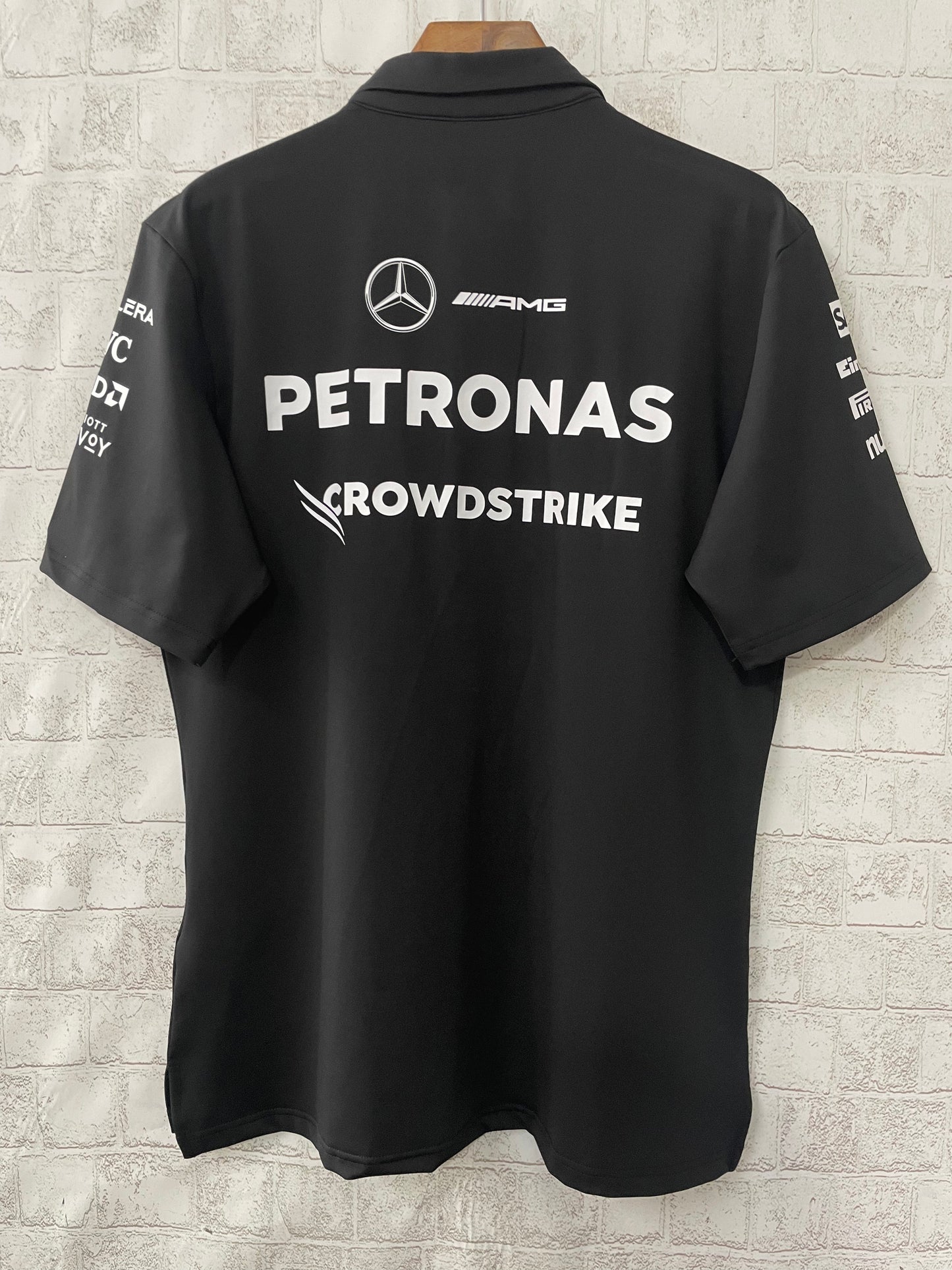 2025 F1 Formula One Racing Suit Mercedes Black Polo Shirt S-5XL